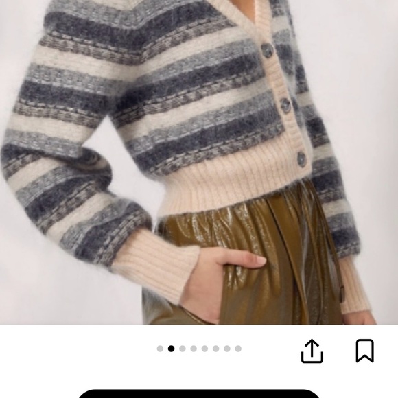 Wilfred Cadence  Cropped Cardigan Striped Wool Blend Sweater Size XS - Picture 7 of 10